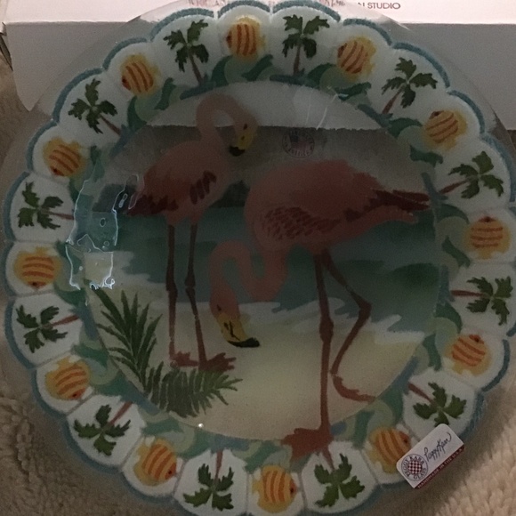 Vintage RARE SIGNED Peggy Karr Flamingo Plate - Picture 2 of 11
